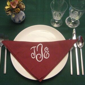 12 Monogrammed cranberry dinner napkins. Great wedding giftFREE shipping in the US