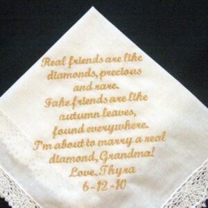 Wedding Hankie for Grandmother in Gold with Gift Box 61S