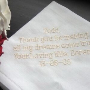 Personalized Wedding Gift- Wedding Linen Handkerchief with Gift Box 7B