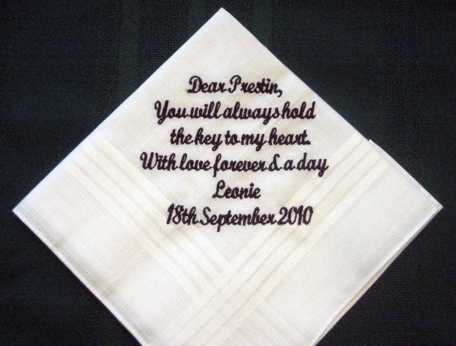 From Bride to Groom Wedding Hankie 52S Wedding handkerchief,embroidered hankie,custom, hanky