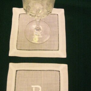 Personalized Bar Napkins - White embroidered 6x6in. cocktail napkins