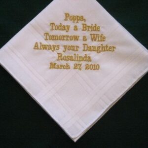 For Papa with gold thread 22B Personalized Wedding Handkerchief Father of the Bride