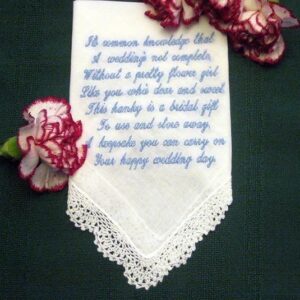 Personalized Wedding Gift - Wedding Handkerchief for Flower Girl with Gift Box 59S