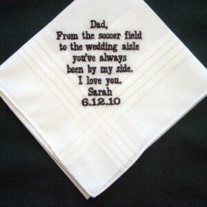 Embroidered Father of the Bride Handkerchief Gift, Groomsmen  Personalized Hankie 144B