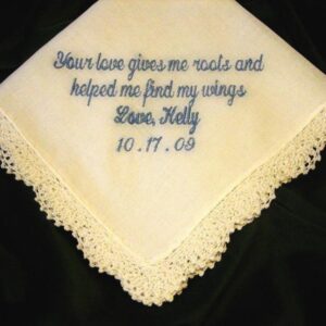Embroidered Mother of the Bride Gift Handkerchief, Wedding Personalized  15S
