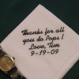 Embroidered Father of the Bride Handkerchief Gift, Groomsmen Personalized 90S