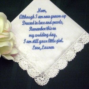 Wedding Hanky for Mother of the Bride 107S includes FREE shipping in the US and Free gift box
