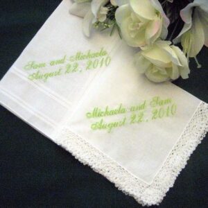Wedding handkerchief for the Bride and Groom Hankie with Gift Box and includes shipping in the US