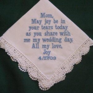 Mother of the Bride Wedding Handkerchief with Gift Box 41B Personalized Wedding Handkerchief