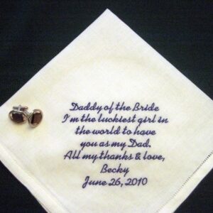 Daddy of the Bride Linen Hankie with Gift Box 79S Personalized Wedding Handkerchief