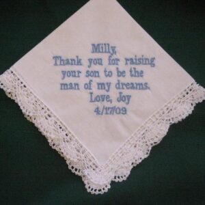 Mother of the Groom with Gift Box 87B with shipping in the US Personalized Wedding Handkerchief
