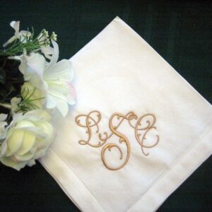 Personalized Napkins - Hemstitched Linen Dinner Napkin Set of 12 with FREE shipping in US 20in.