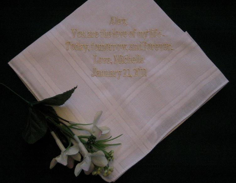 Bridal Hanky from Bride to Groom with FREE Gift Box 28B & Free shipping in the US