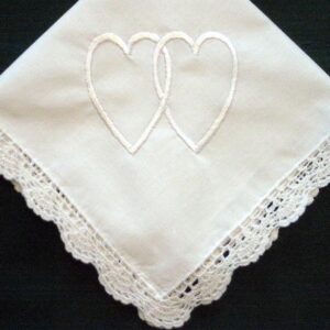 Personalized wedding gift- double heart handkerchief