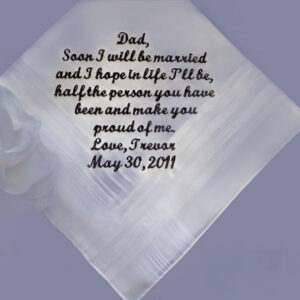 Bride or Groom to Dad with Gift Box 100S Personalized Wedding Handkerchief