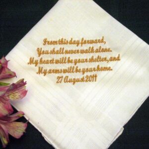 Bride to Groom Gift, Personalized Wedding Handkerchief 110S includes shipping in the US
