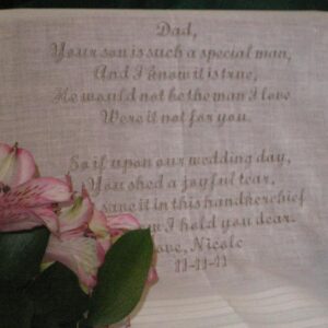 Bride to Father of the Groom 111S Personalized Wedding Handkerchief