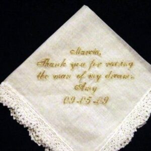 Wedding Handkerchief with Gold Metalic Thread with Gift Box 33S