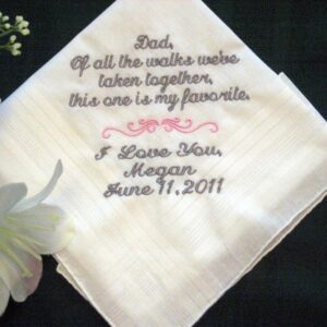 Bride to her Father 115S Personalized Wedding Handkerchief, Daddy of the Bride,