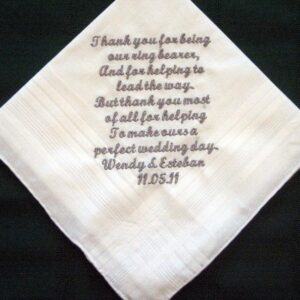 Personalized Gift - Ring Bearer Handkerchief 119S with gift box and shipping in the US