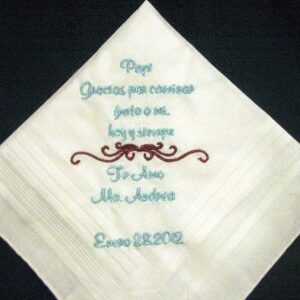 Father of the Bride in Spanish 121S Personalized Wedding Handkerchief