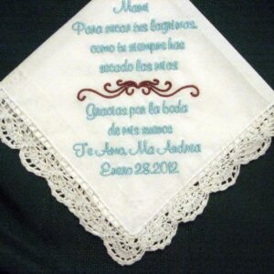 Mother of Bride in Spanish 120S Personalized Wedding Handkerchief