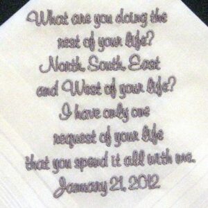 Personalized Wedding Handkerchief for Bride or Groom 122S