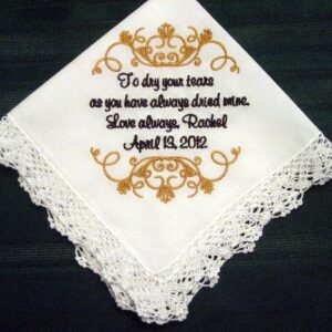 Embroidered Mother of the Bride Gift,Handkerchie, Wedding Handkerchief 125S