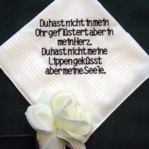 Personalized Wedding Gift Handkerchief 132B from Bride to Groom in German