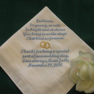 Personalized wedding handkerchief for the Ring Bearer, 135S