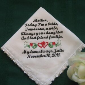 Mother of the Bride with Gift Box 137S Personalized Wedding Handkerchief