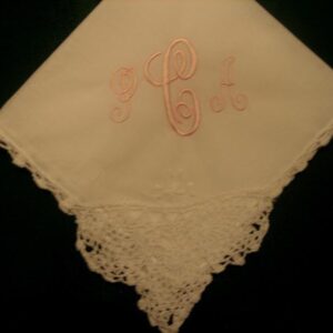 Personalized Wedding Handkerchief with corner lace and Initials  149S