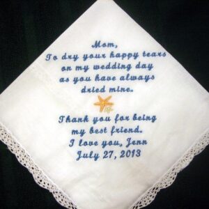 Mother of the Bride with Starfish 148S Personalized Wedding Handkerchief