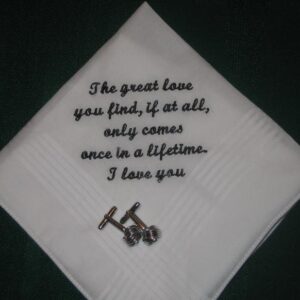 Personalized wedding handkerchief for either the bride or the groom 152S