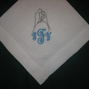12 Linen Hemstitched Wedding Napkin with bride and groom includes shipping in the US.