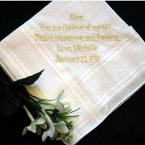 Personalized Wedding Handkerchief 159B from the bride to the groom