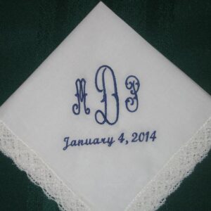 Bridal Handkerchief in Ivory, Personalized Wedding Handkerchief with FREE gift box