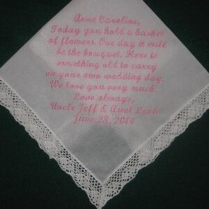 Personalized wedding handkerchief hanky, for your fower girl 167S
