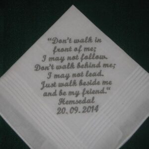 Personalised wedding handkerchief to groom 170S with free gift box and FREE shipping in the US
