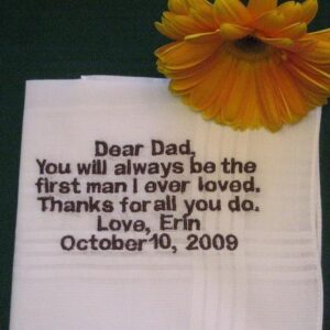 Father of the Bride Hanky 146B handkerchief Personalized Wedding Handkerchief