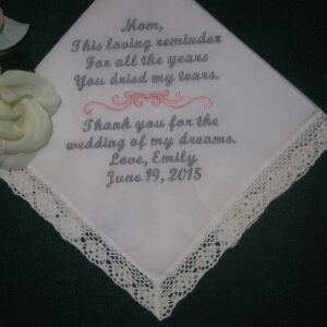 Mother of the Bride.116S includes a Free gift box Personalized Wedding Handkerchief