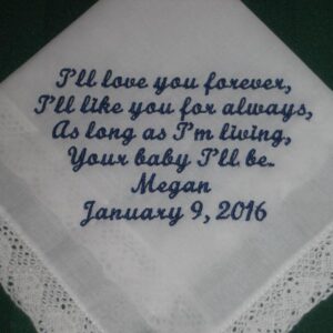 Mother of the Bride Wedding Handkerchief with Gift Box 29S Personalized Wedding Handkerchief